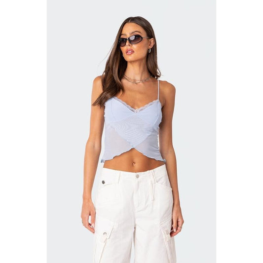 Edikted Women's Crossover Mesh Tank Top