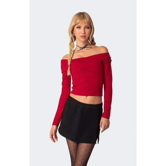 Edikted Women's Crossover Off The Shoulder Top