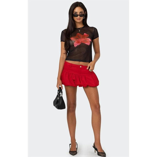 Edikted Women's Denim Bubble Mini Skirt - Multicolor
