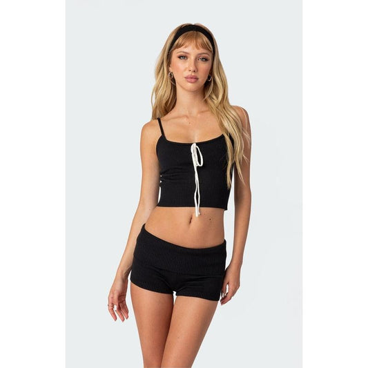 Edikted Women's Don Tie Front Knit Tank Top