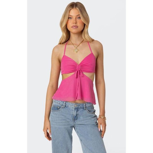 Edikted Women's Duo Cutout Mesh Halter Top