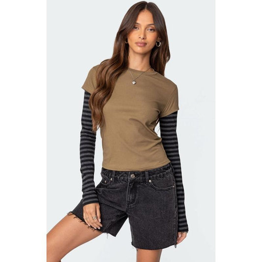 Edikted Women's Eliana Layered Long Sleeve T-Shirt