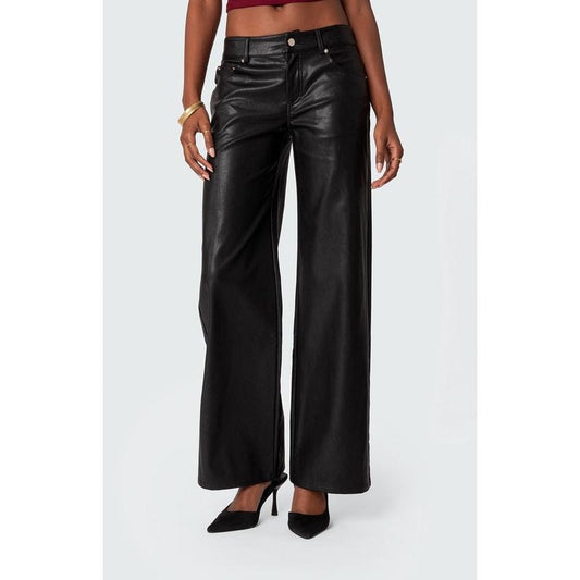 Edikted Women's Faux Leather Straight Leg Pants