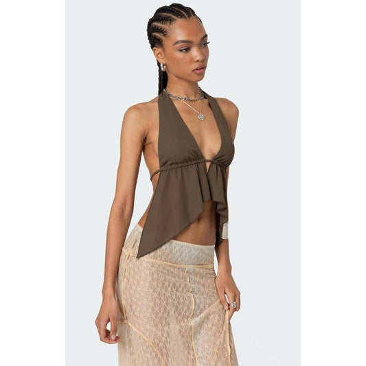 Edikted Women's Freda Open Back Chiffon Top