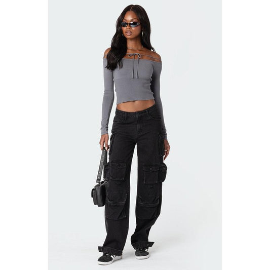 Edikted Women's Jane Tie Front Knit Top