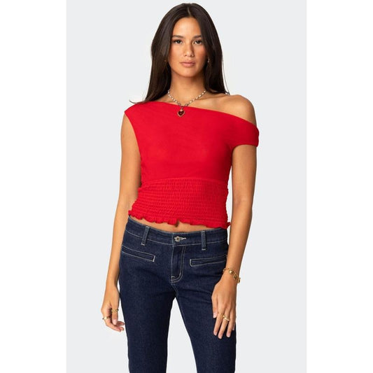 Edikted Women's Jenny Scrunched Asymmetric Top