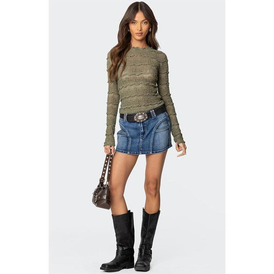 Edikted Women's Jive Washed Denim Mini Skirt - Multicolor