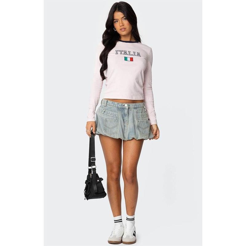 Edikted Women's Jodi Denim Bubble Mini Skirt - Multicolor