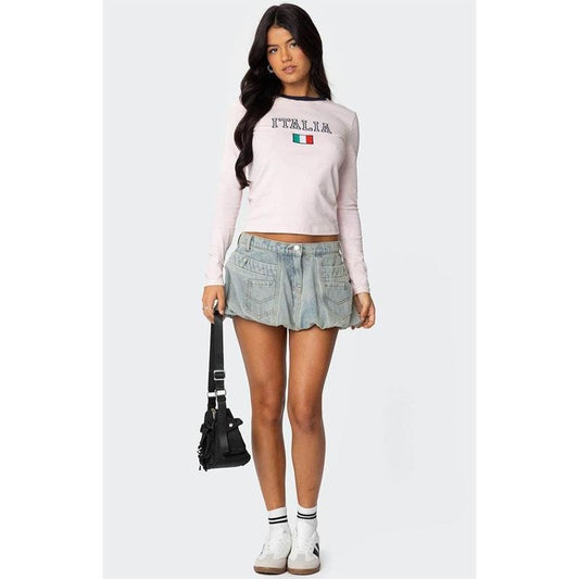 Edikted Women's Jodi Denim Bubble Mini Skirt - Multicolor
