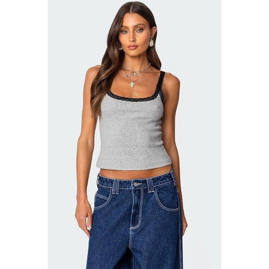 Edikted Women's Jude Lacey Ribbed Tank Top