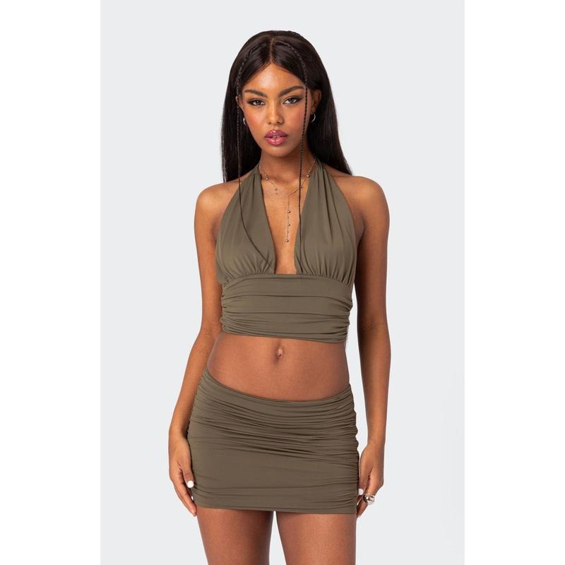 Edikted Women's Kenya Gathered Halter Top
