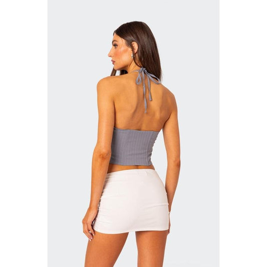 Edikted Women's Lace Up Pinstripe Corset