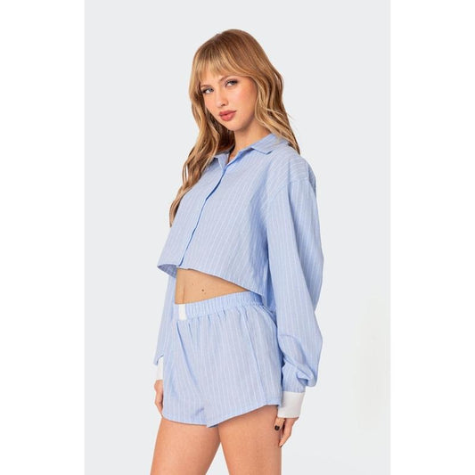 Edikted Women's Lea Cropped Button Up Shirt
