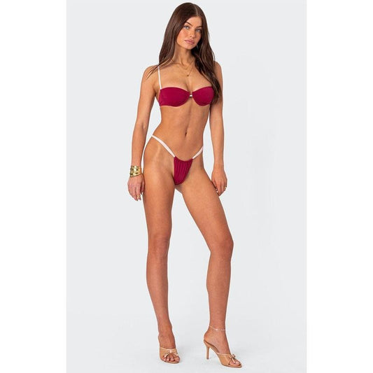 Edikted Women's Leanna Contrast High Cut Bikini Bottom
