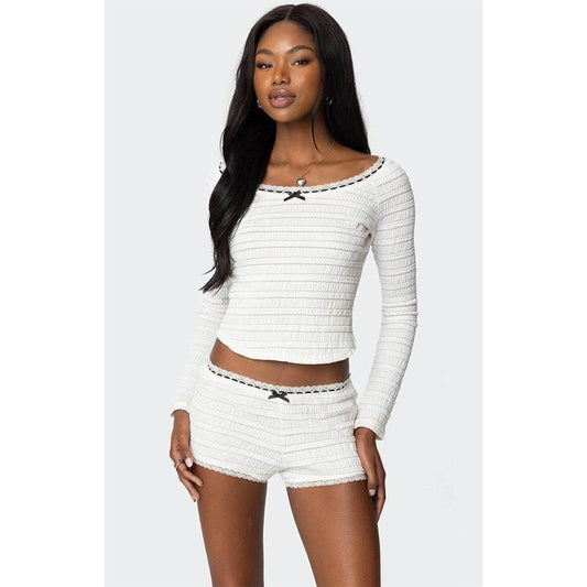 Edikted Women's Lenny Lacey Textured Top
