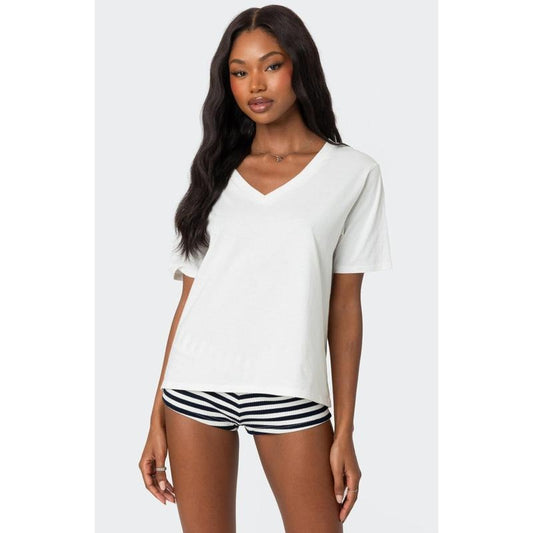 Edikted Women's Loose Fit v Neck T-Shirt