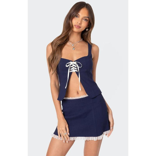 Edikted Women's Marlowe Lace Up Split Front Top