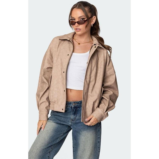 Edikted Women's Mori Oversized Faux Leather Jacket