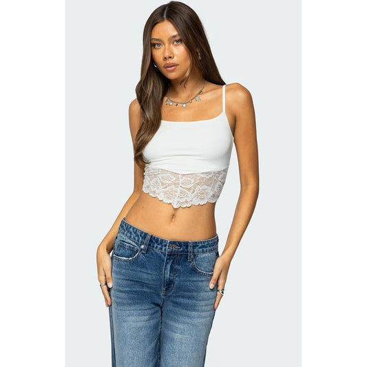 Edikted Women's Mylah Lacey Asymmetric Tank Top