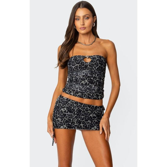 Edikted Women's Narah Leopard Printed Tube Top