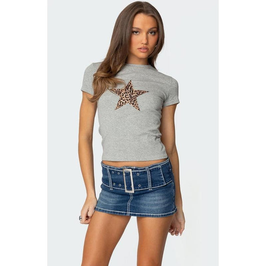 Edikted Women's Narla Leopard Star T-Shirt