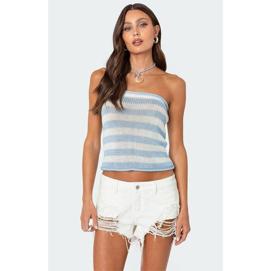 Edikted Women's Nox Striped Crochet Tube Top