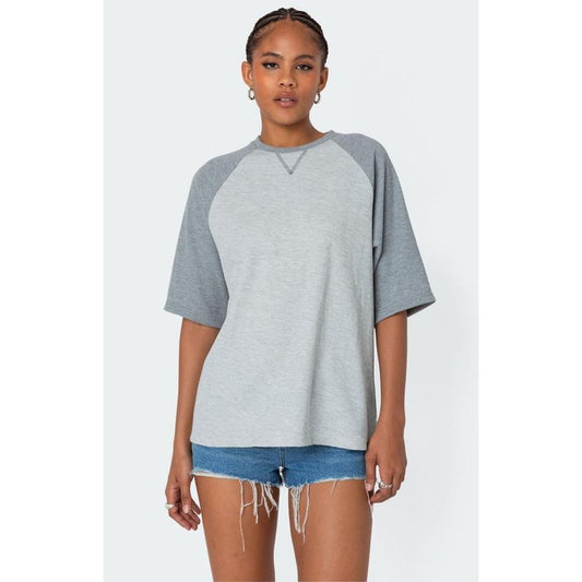 Edikted Women's Oversized Raglan Waffle T-Shirt