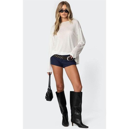 Edikted Women's Oversized Semi Sheer Long Sleeve T-Shirt