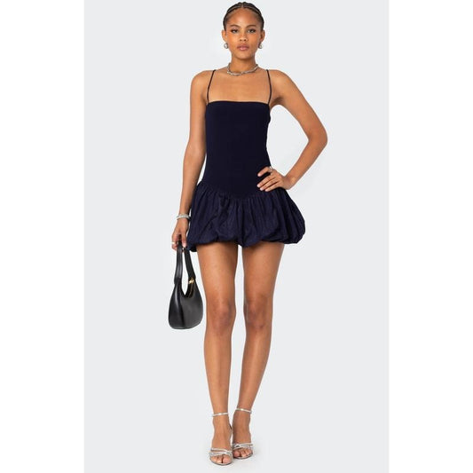 Edikted Women's Ribbed Bubble Skirt Mini Dress