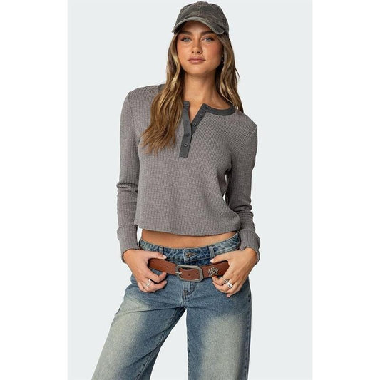 Edikted Women's Ruth Henley Waffle Topstyle{n002}2