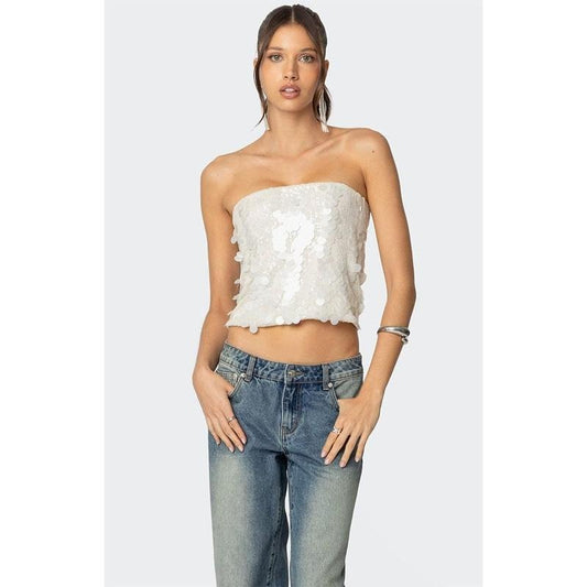 Edikted Women's Samara Sequin Strapless Top