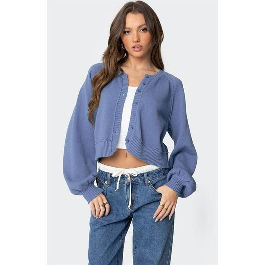 Edikted Women's Sammi Puff Sleeve Knit Cardigan