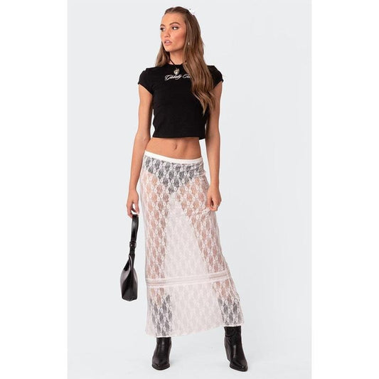 Edikted Women's Sandra Sheer Lace Maxi Skirt - Multicolor