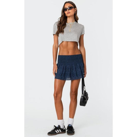 Edikted Women's Scrunchy Ruffled Eyelet Mini Skirt - Multicolor