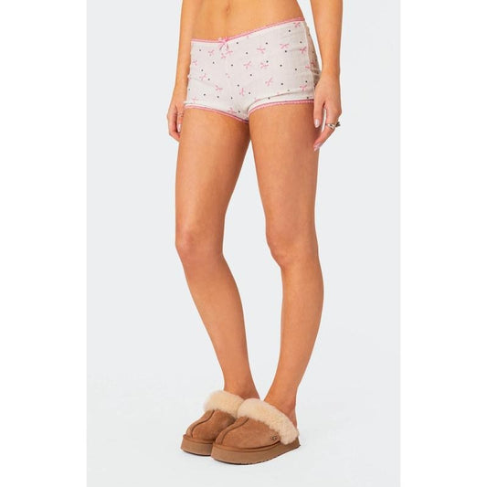 Edikted Women's Shelly Pointelle Printed Micro Shorts