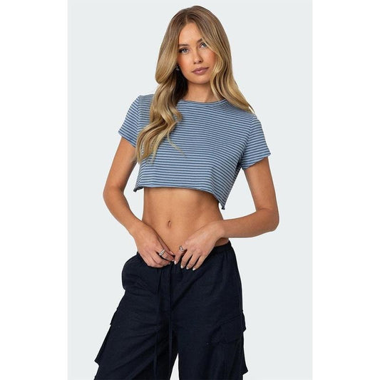 Edikted Women's Stripey Cropped T-Shirt
