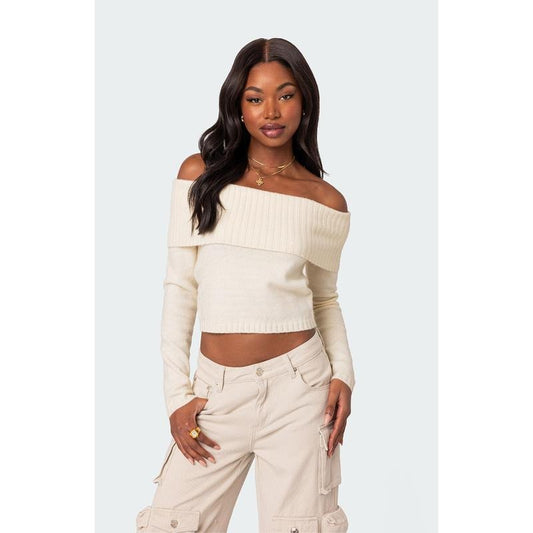 Edikted Women's Tamara Fold Over Knit Top