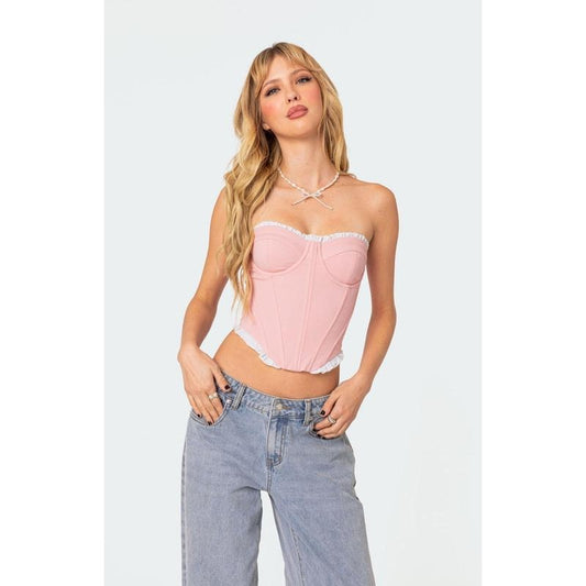 Edikted Women's Tempting Textured Ruffle Hem Corset