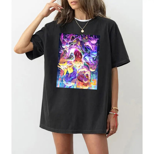 Eevee Evolutions Sweatshirt T-Shirt Hoodie, Eevee Eeveelution Sweatshirt, Eevee Pokemon Shirt, Slyveon, umbreon, Espeon, Flareon Anime, Pokemon Sweatshirt, Vintage Anime Sweater, Anime merch, Gift for anime fan, Kawaii, Eevee Shirt, Pokemon Anime Shirt