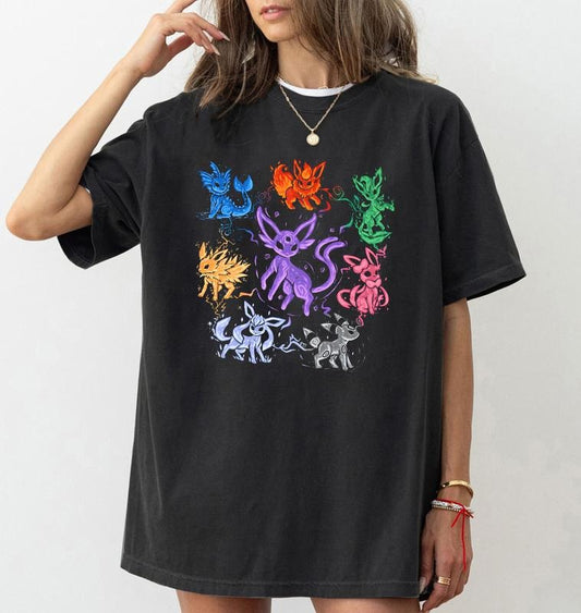 Eevee Evolutions T-Shirt Sweatshirt, Eeveelution Sweatshirt, Eevee Pokemon Shirt, Sylveon, Umbreon, Espeon, Flareon Anime, Pokemon Sweatshirt