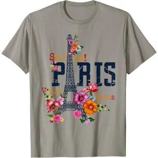 Eiffel Tower Paris Shirt Salut Flowering Paris France shirt T-Shirt Made in USA