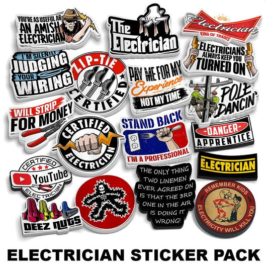Electrician Sticker Pack - Heavy Duty Water and UV Resistant 6mil Vinyl