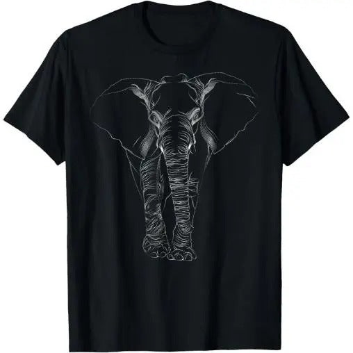 Elephant Dot line Art Portrait Sketch Drawing - Elephant T-Shirt Made in USA
