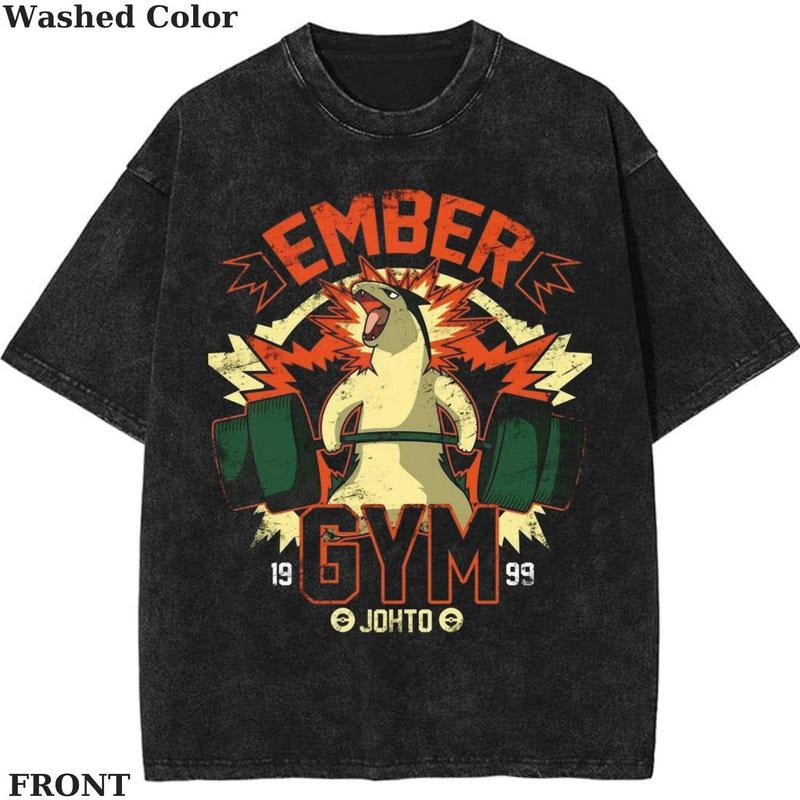 Ember Gym Vintage T-Shirt, Cyndaquill Shirts, Pokemon Gym Shirt, Unisex T-Shirt, Gift For Men Women