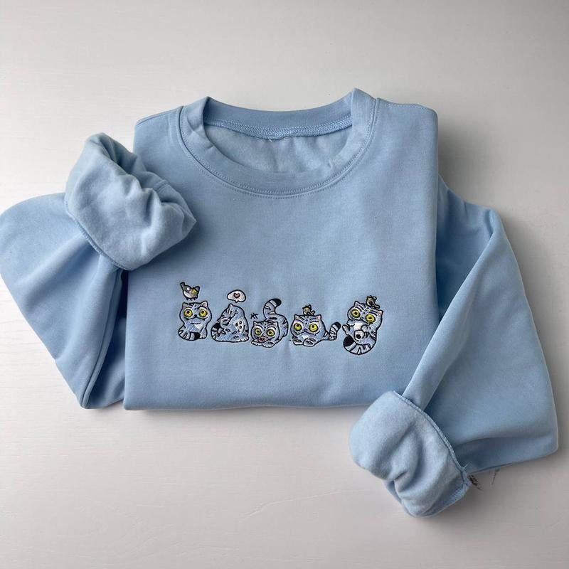 Embroidered Demon Hunters Tiger Sweatshirt, Kpop Demon Hunter Tiger Merch Shirt, Hunters Tiger fan, Cute Animal Gift