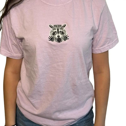 Embroidered Racoon Design Comfort colors Tee shirt Cute