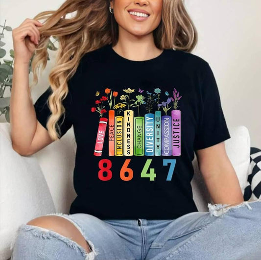 Equal Rights Book Flower Anti Trump Feminist Women Rights T-Shirt ,Unisex Cotton, Top Womenswear