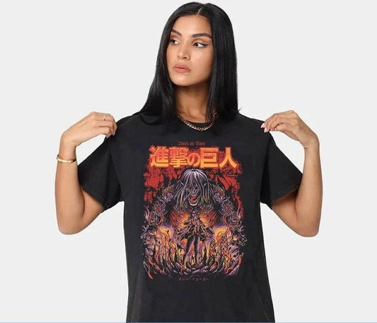 Eren Titan Vintage Style T-Shirt, Unisex Manga Graphic Tee, Perfect for Attack on Titan Lovers, Retro Design