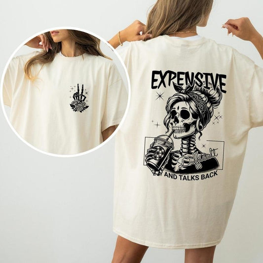 Expensive, Difficult, Talks Back, Wild Woman, Mom, Mother, Skeleton, Retro, Comfort Colors Tshirt, Women's Crew Neck, Crewneck
