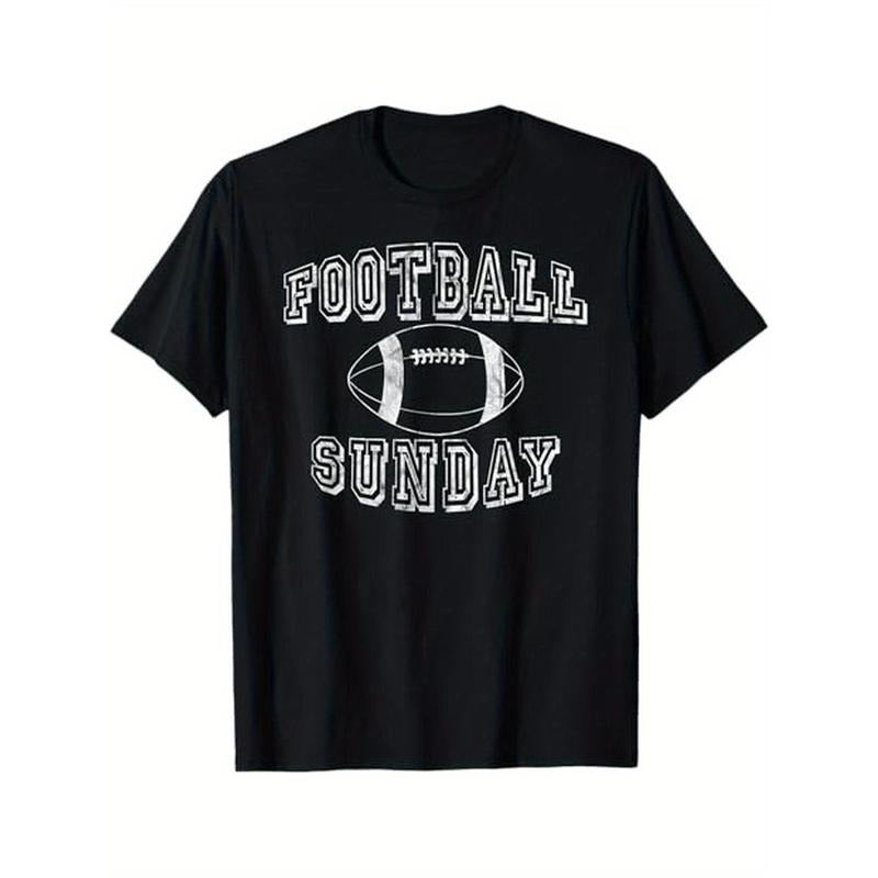 FOOTBALL SUNDAY T Shirt Men Women Vintage Retro Tee T-Shirt, 100% Cotton, Halloween Thanksgiving Christmas Gift for Men Women Family Friends, S-XXXL, Black made in usa